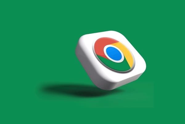 A 3D Chrome logo against a green backdrop 